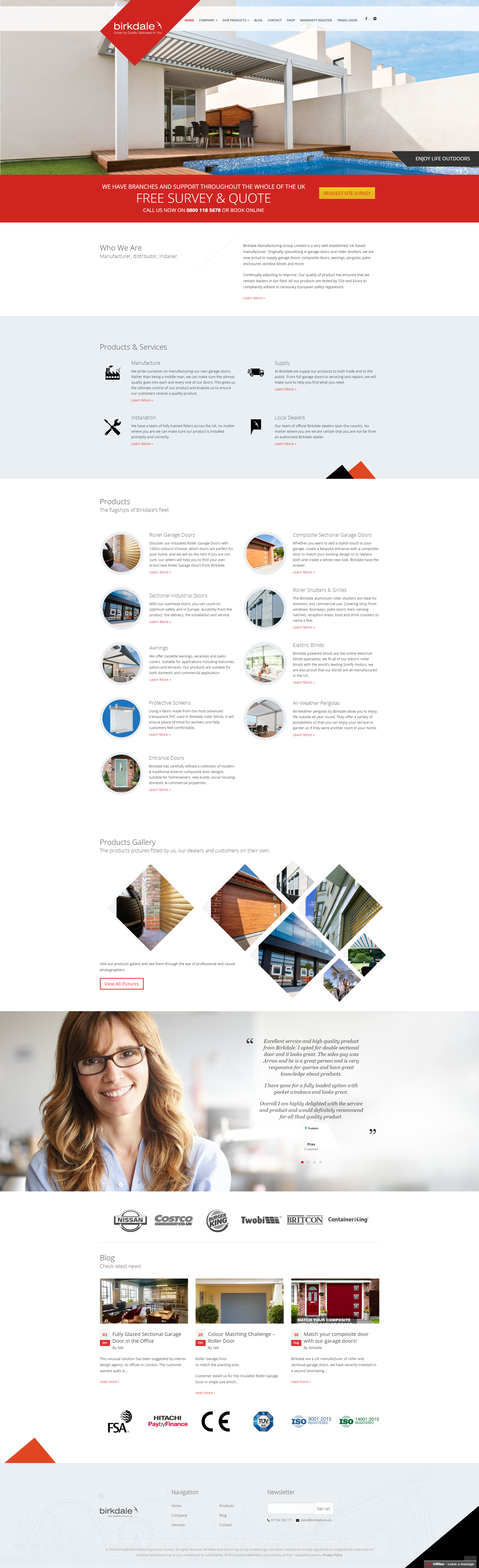 Strona producenta bram garażowych, wraz z panelem do zarządzania zamówieniami