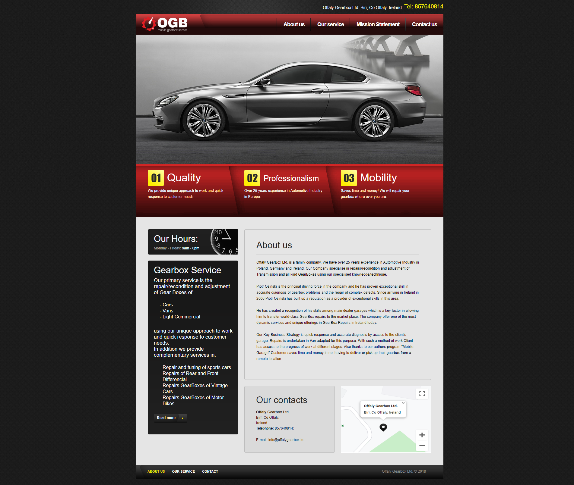 Strona serwisu samochodowego specjalizującego się w naprawie skrzyń biegów