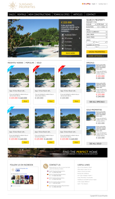 Strona internetowa z ofertami sprzedaży domów w Hiszpanii.